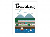 Ilustrace v retro stylu - Traveling TP-Grafika Valašské  Meziříčí